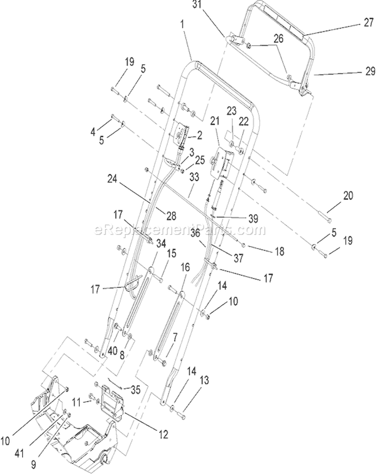 Handle Assembly Diagram and Parts List for 22176TE 270000001-270999999 - 2007 Toro Lawn Mower