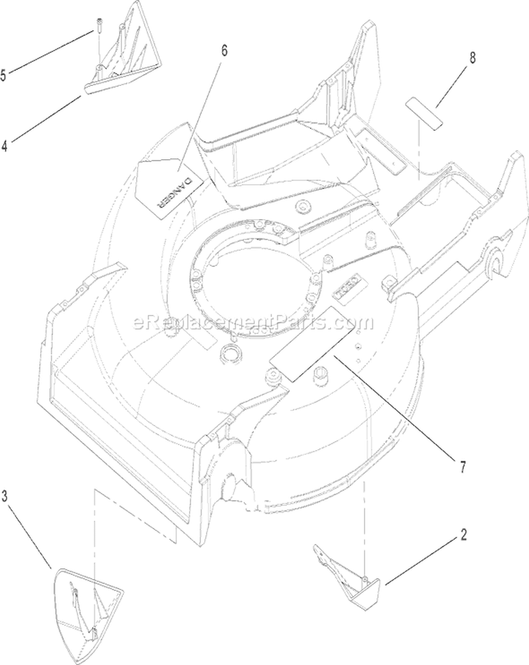 Housing Diagram and Parts List for 22176 250000001-250999999 - 2005 Toro Lawn Mower