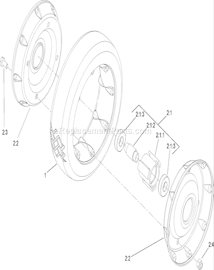 Front Wheel and Tire Assembly Diagram and Parts List for 22168 270000001-270999999 - 2007 Toro Lawn Mower