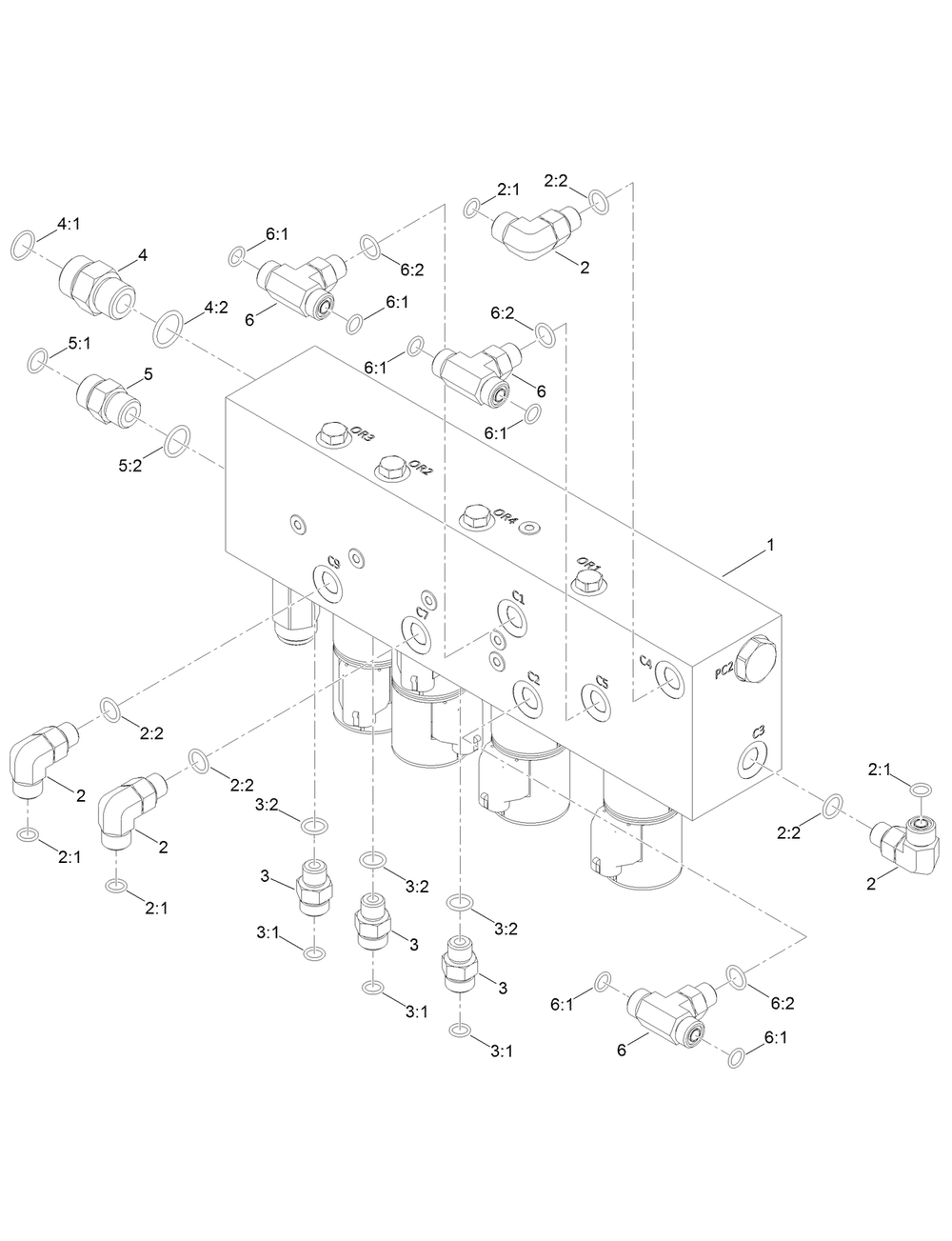Loading Manifold Assembly Diagram and Parts List for 23803 400000000 - 999999999 Toro Lawn Tractor Accessories