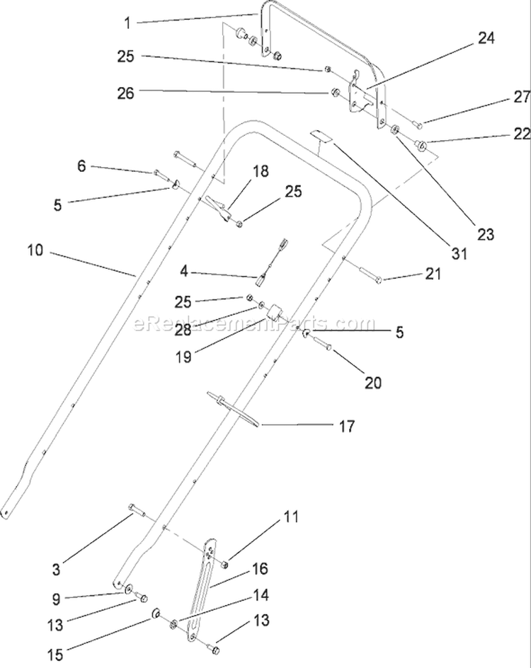 Handle Assembly Diagram and Parts List for 22163 280000001-280999999 - 2008 Toro Lawn Mower