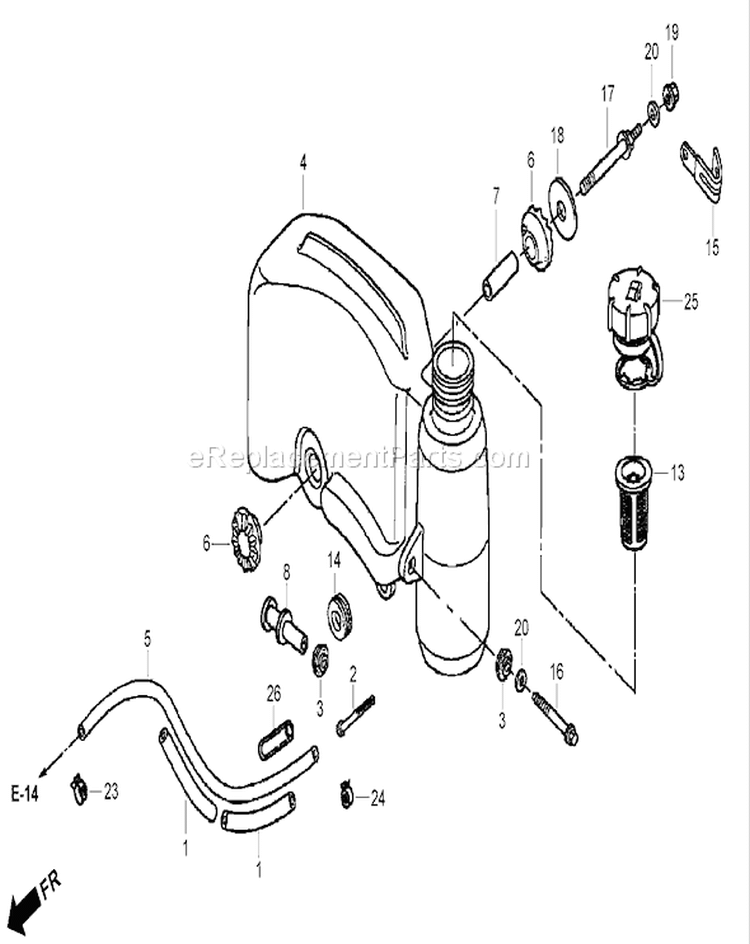 Fuel Tank Diagram and Parts List for 22195 310000001-310999999 - 2010 Toro Lawn Mower