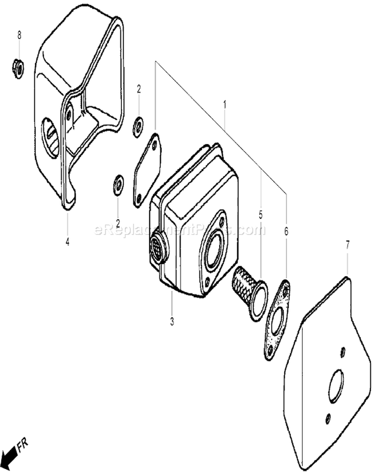 Muffler Diagram and Parts List for 22195 310000001-310999999 - 2010 Toro Lawn Mower