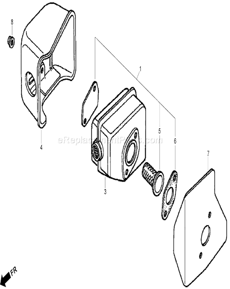 Muffler Diagram and Parts List for 22196 270000001-270999999 - 2007 Toro Lawn Mower