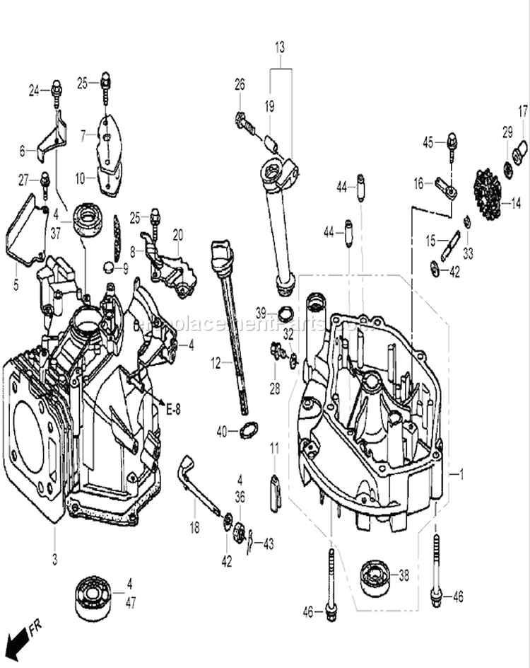 Cylinder Diagram and Parts List for 22196 270000001-270999999 - 2007 Toro Lawn Mower
