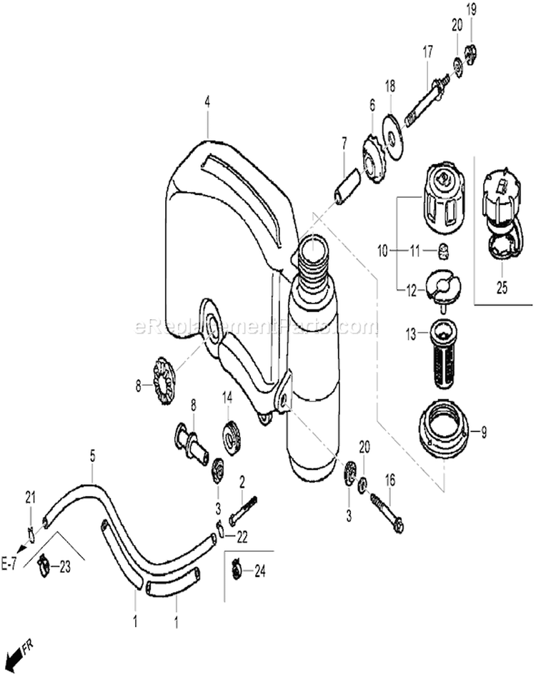 Fuel Tank Diagram and Parts List for 22196 310000001-310999999 - 2010 Toro Lawn Mower