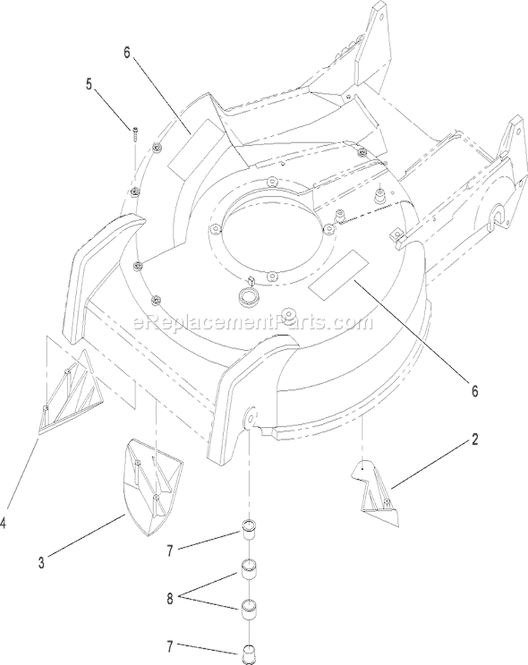 Housing Diagram and Parts List for 22196 310000001-310999999 - 2010 Toro Lawn Mower