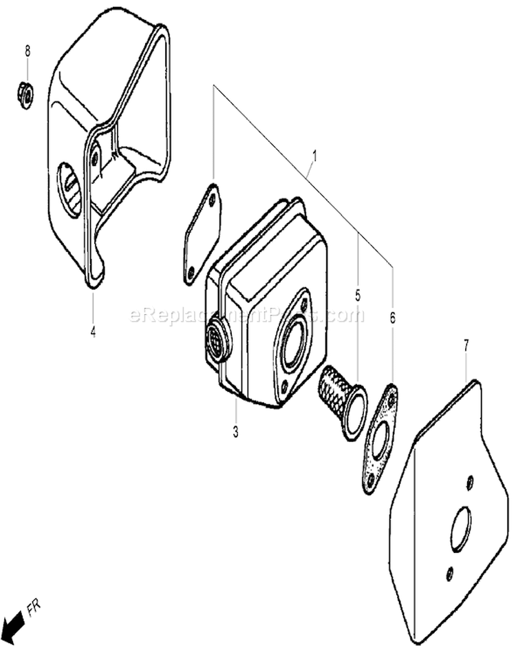 Muffler Diagram and Parts List for 22196 310000001-310999999 - 2010 Toro Lawn Mower