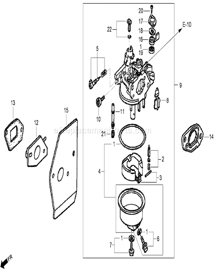 Carburetor Diagram and Parts List for 22196 310000001-310999999 - 2010 Toro Lawn Mower
