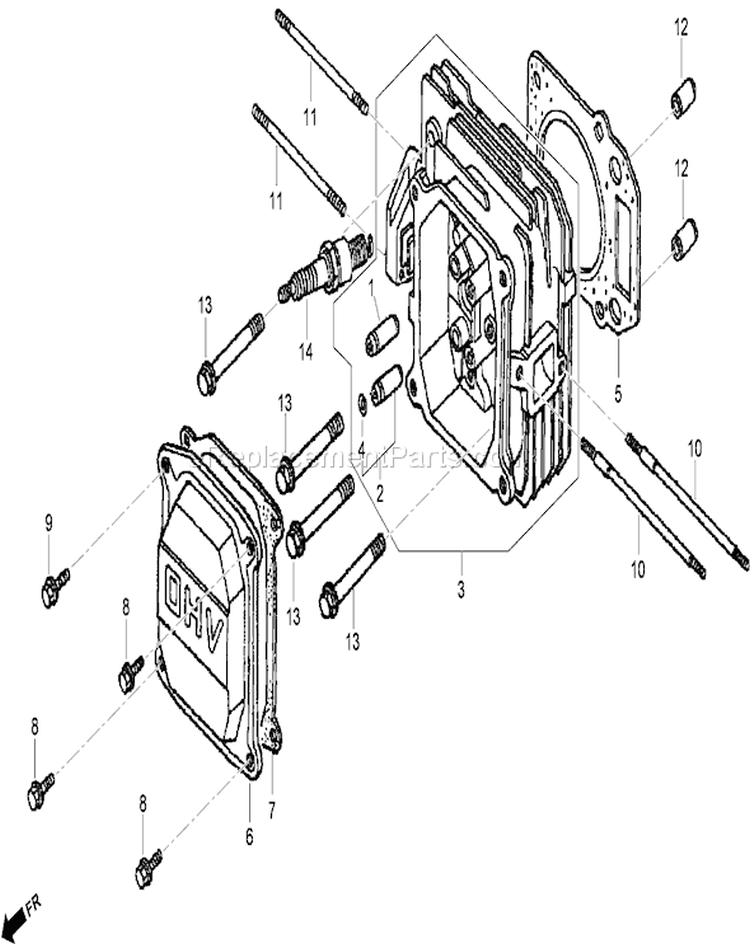 Cylinder Head Diagram and Parts List for 22196 310000001-310999999 - 2010 Toro Lawn Mower