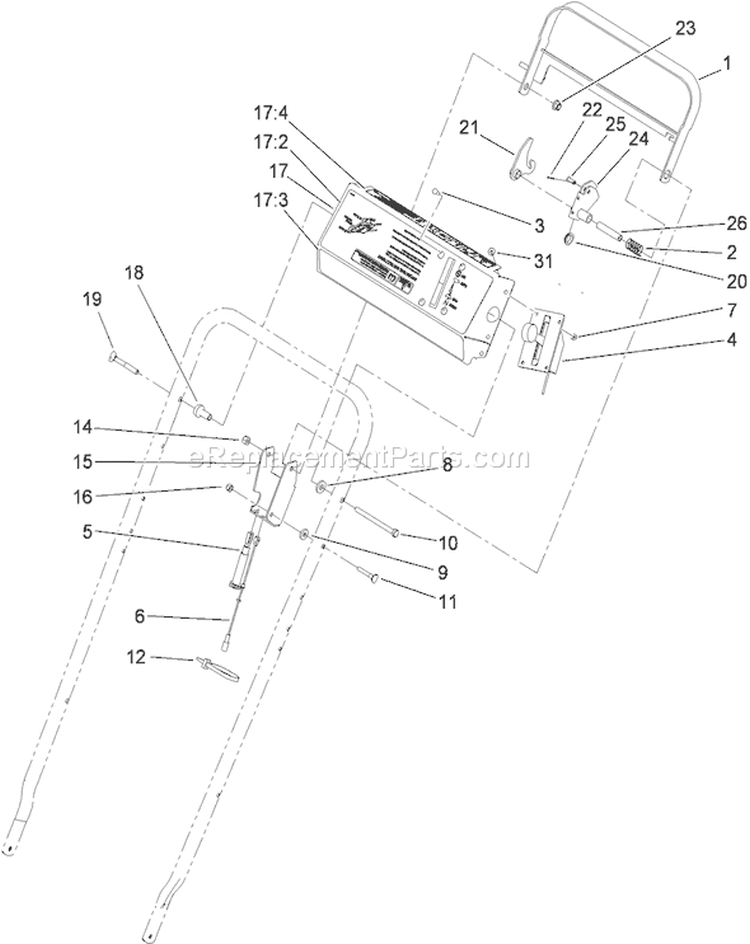 Control Panel Assembly Diagram and Parts List for 22198 310000001-310999999 - 2010 Toro Lawn Mower