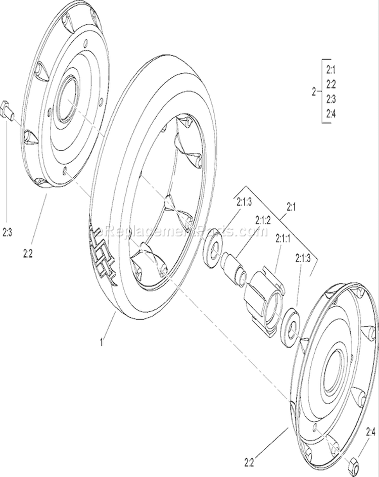 Front Wheel and Tire Diagram and Parts List for 22196 310000001-310999999 - 2010 Toro Lawn Mower