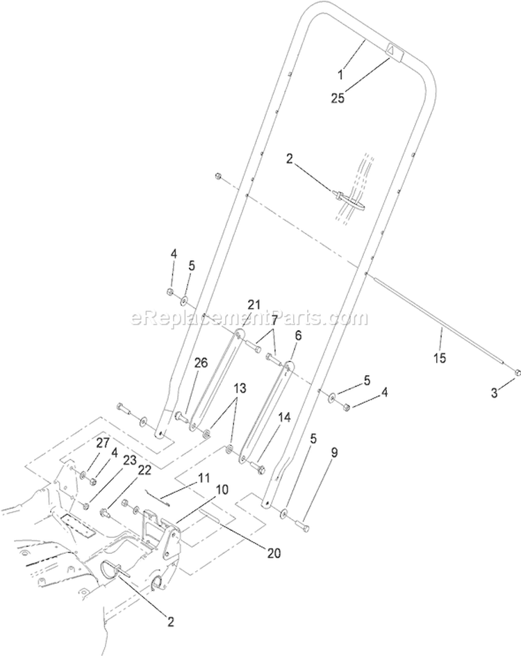 Handle Assembly Diagram and Parts List for 22198 310000001-310999999 - 2010 Toro Lawn Mower