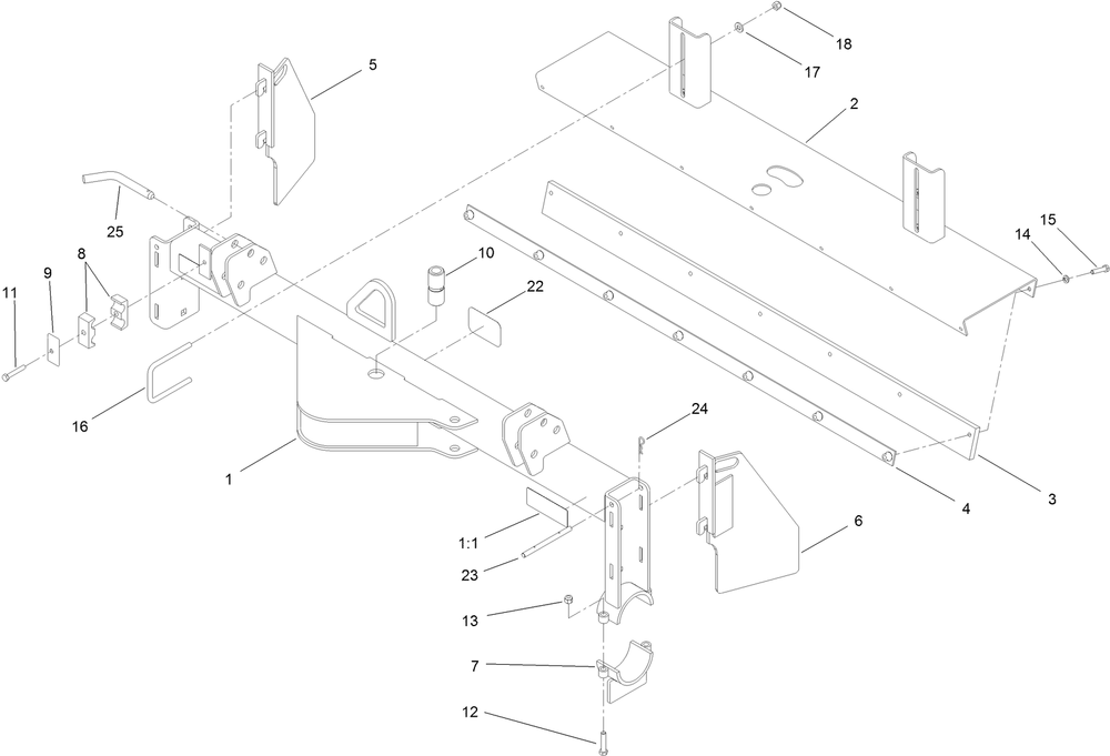 Main Frame Assembly Diagram and Parts List for 22426 316000001 - 999999999 Toro Lawn Tractor Accessories