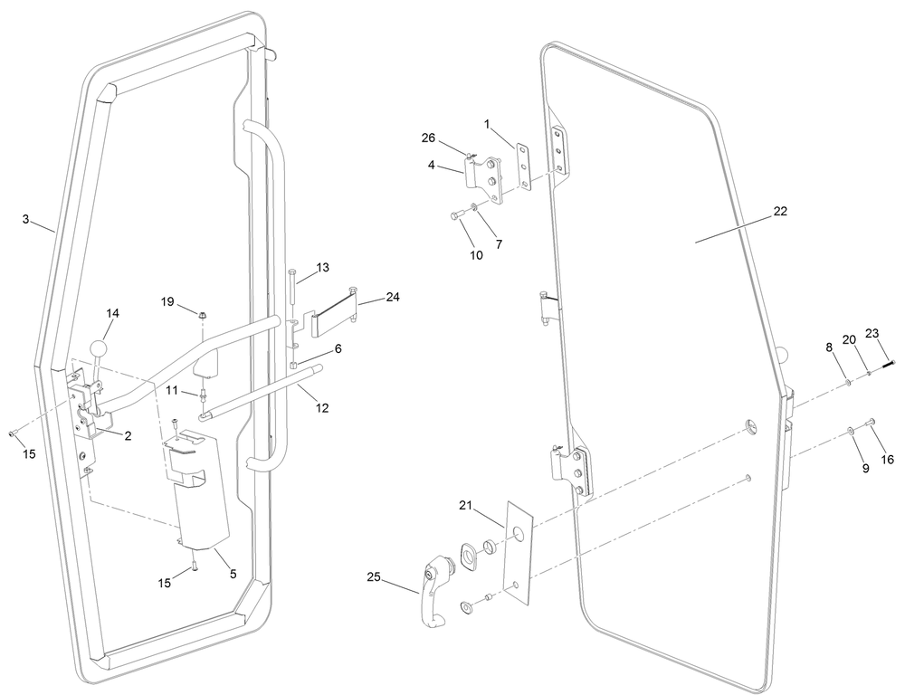 Right Hand Door Assembly No. 136-7745 Diagram and Parts List for 25208 400000000 - 999999999 Toro Lawn Tractor Accessories