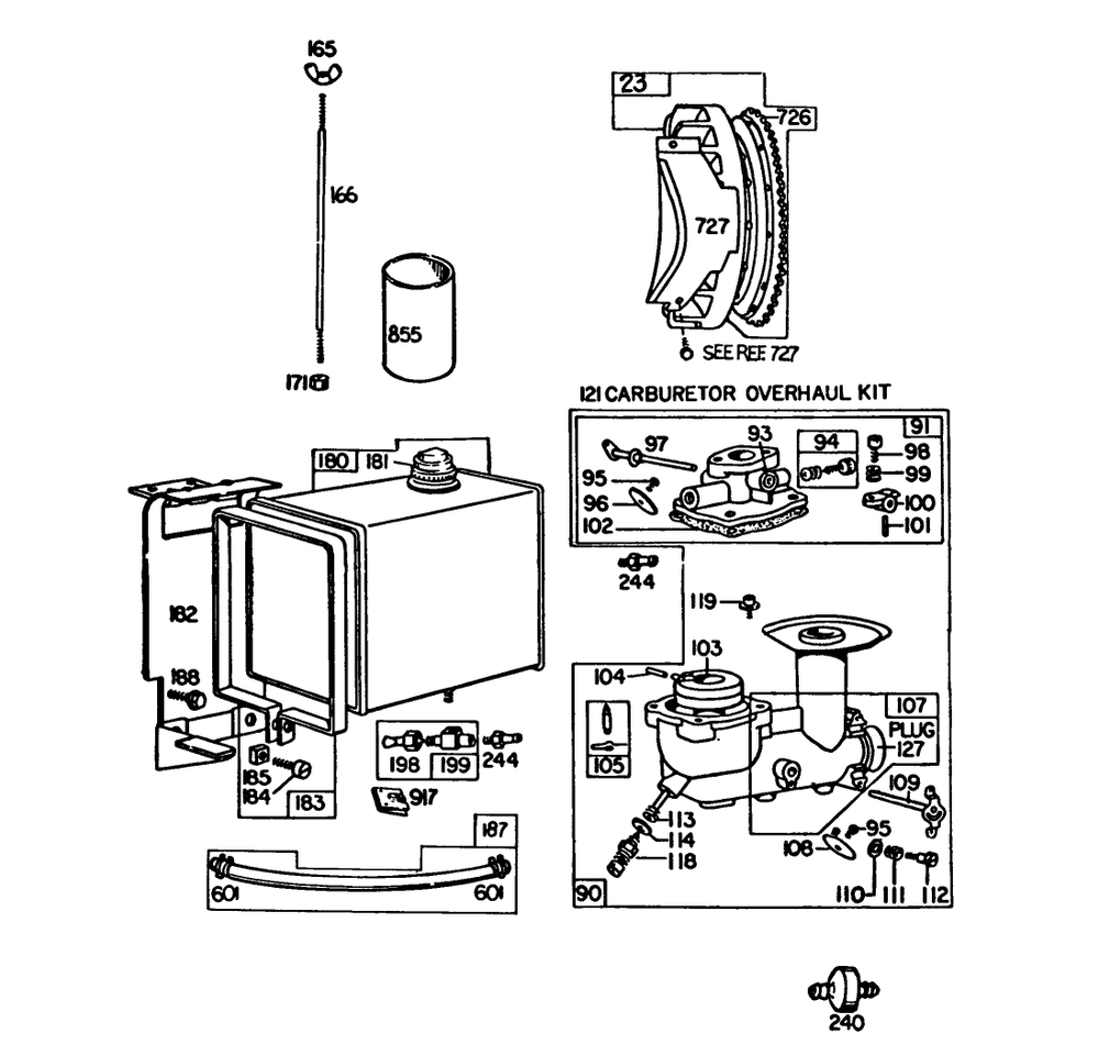Engine Briggs & Stratton Model No. 252412-0685-01 Diagram and Parts List for 38090 4000001 - 4999999 Toro Snow Blower