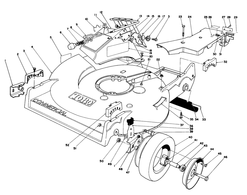 Housing Assembly (Model 22020) Diagram and Parts List for 22020 6000001 - 6999999 Toro Lawn Mower