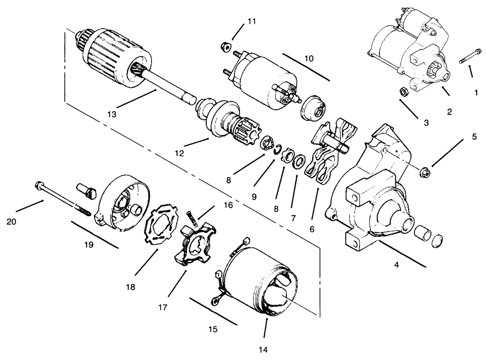 Starter Diagram and Parts List for 30610 690001 - 699999 Toro Lawn Tractor