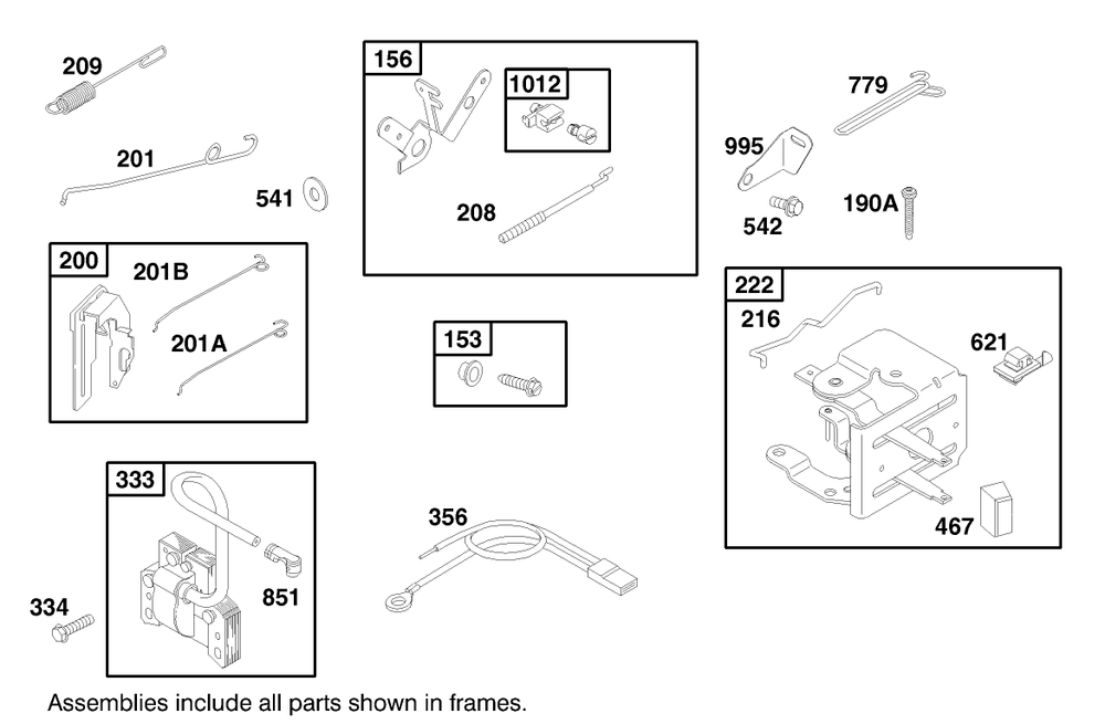 Engine Briggs & Stratton Model 92252-0129-02 Diagram and Parts List for 62063 790001 - 799999 Toro Aerator