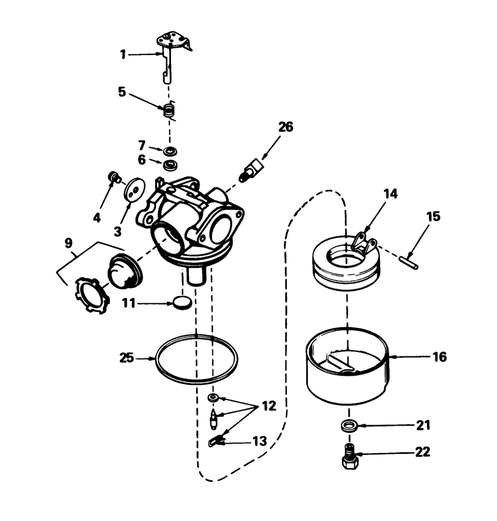 Carburetor No. 632098 Diagram and Parts List for 16775 6000001 - 6999999 Toro Lawn Mower