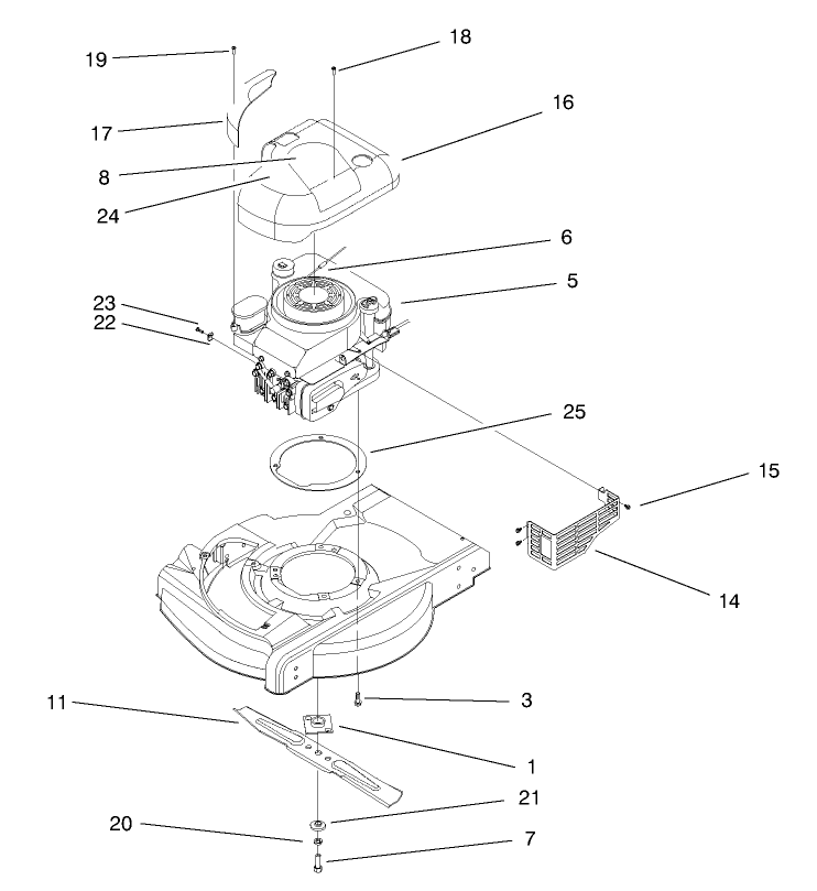 Engine Assembly Diagram and Parts List for 20713 8900001 - 8999999 Toro Lawn Mower