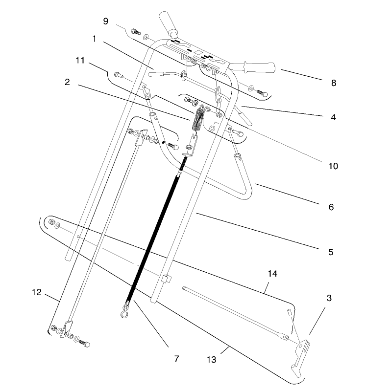 Handle And Control Assembly Diagram and Parts List for 62063 790001 - 799999 Toro Aerator