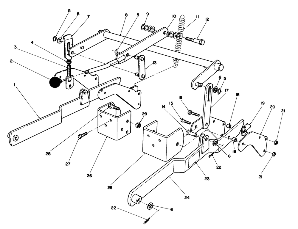 Height Of Cut Assembly Diagram and Parts List for 55600 9000001 - 9999999 Toro Lawn Tractor