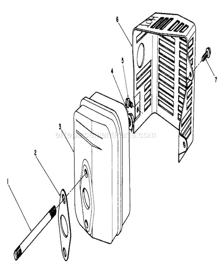 Muffler Assembly Diagram and Parts List for 22510 7000001-7999999 - 1987 Toro Lawn Mower