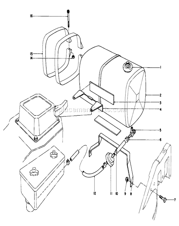 Gas Tank Assembly Diagram and Parts List for 22510 7000001-7999999 - 1987 Toro Lawn Mower