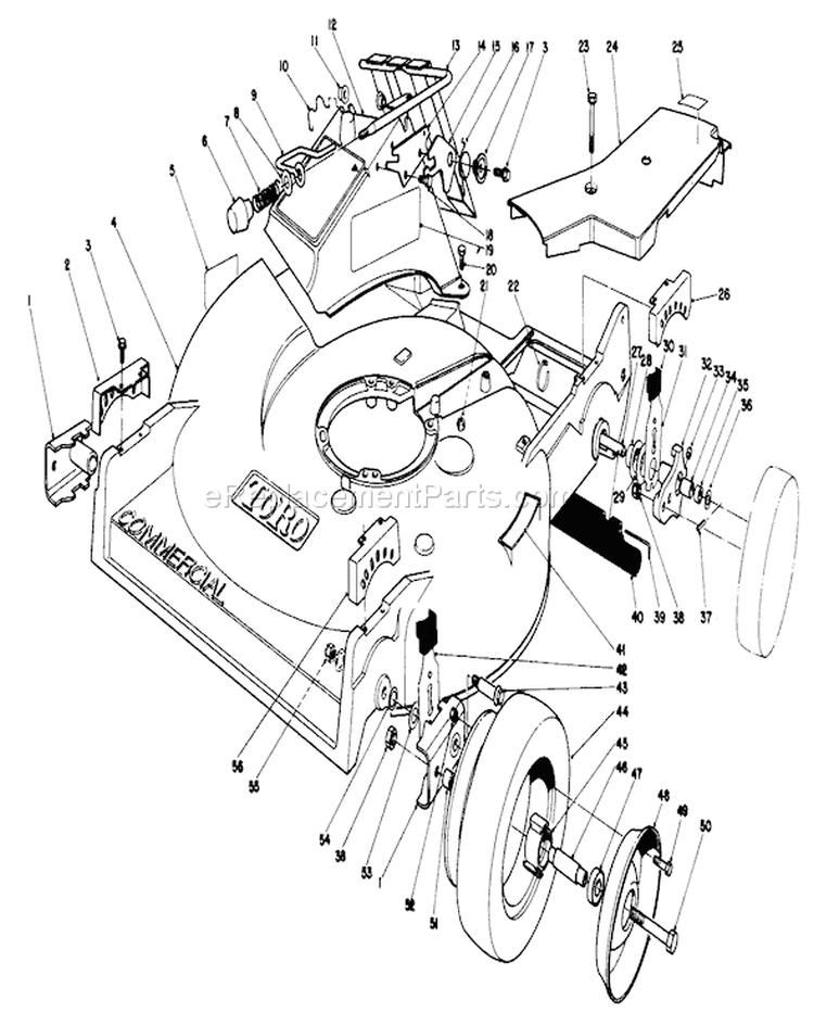 Housing Assembly Diagram and Parts List for 22525 8000001-8999999 - 1988 Toro Lawn Mower