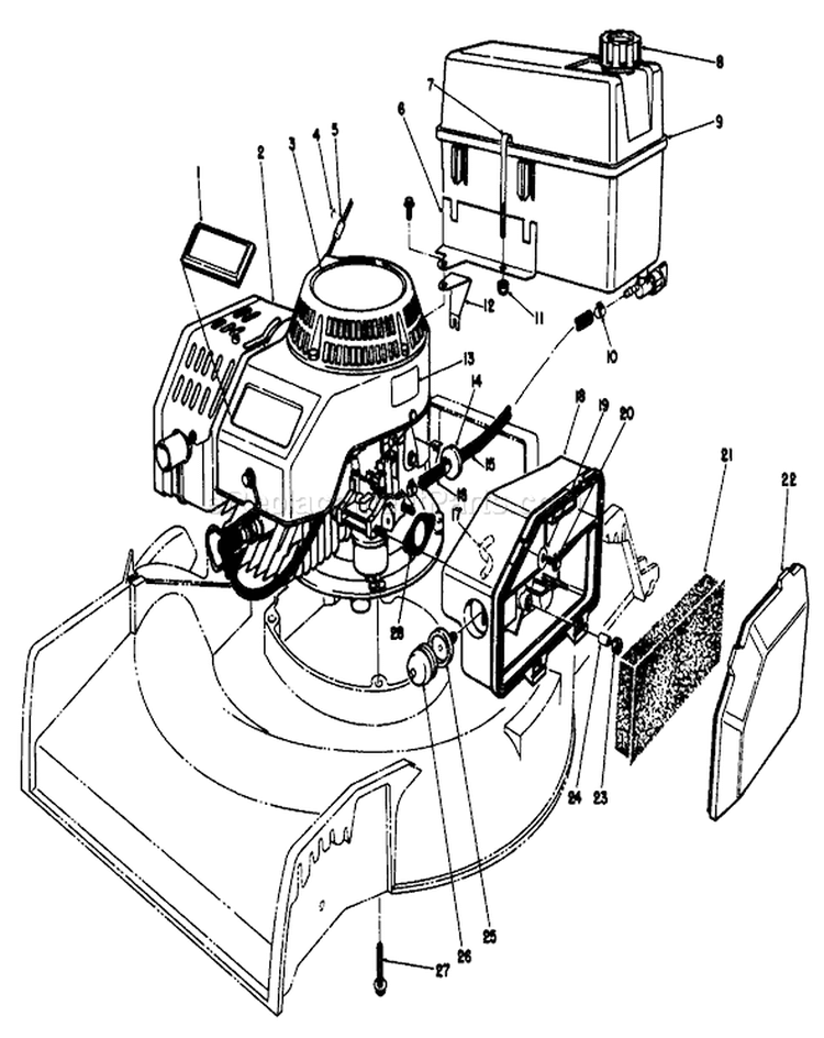 Engine Assembly Diagram and Parts List for 22580 0000001-0999999 - 1990 Toro Lawn Mower