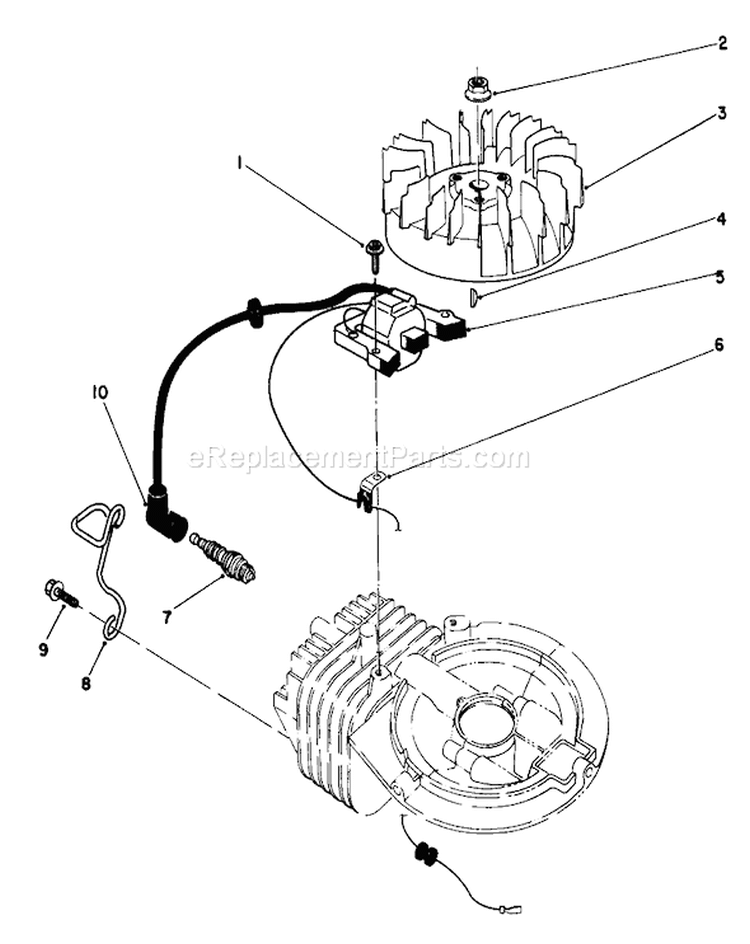 Ignition Assembly Diagram and Parts List for 22041 1000001-1999999 - 1991 Toro Lawn Mower