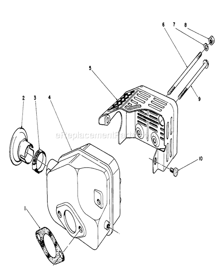 Muffler Assembly Diagram and Parts List for 22041 1000001-1999999 - 1991 Toro Lawn Mower