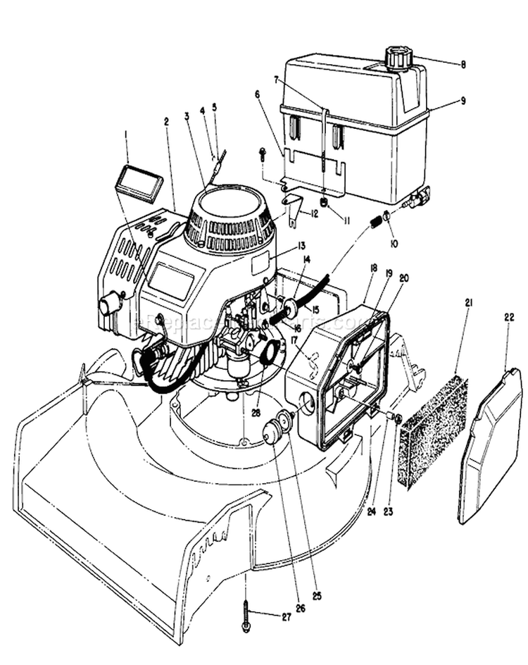 Engine Assembly Diagram and Parts List for 22041 1000001-1999999 - 1991 Toro Lawn Mower