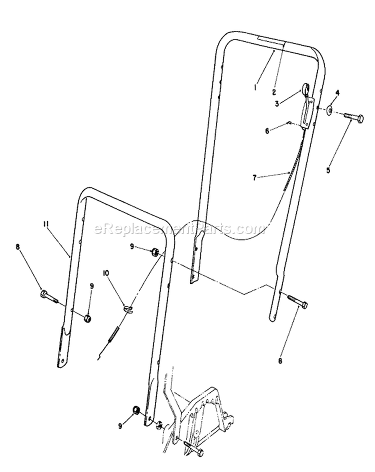 Handle Assembly Diagram and Parts List for 22041 1000001-1999999 - 1991 Toro Lawn Mower