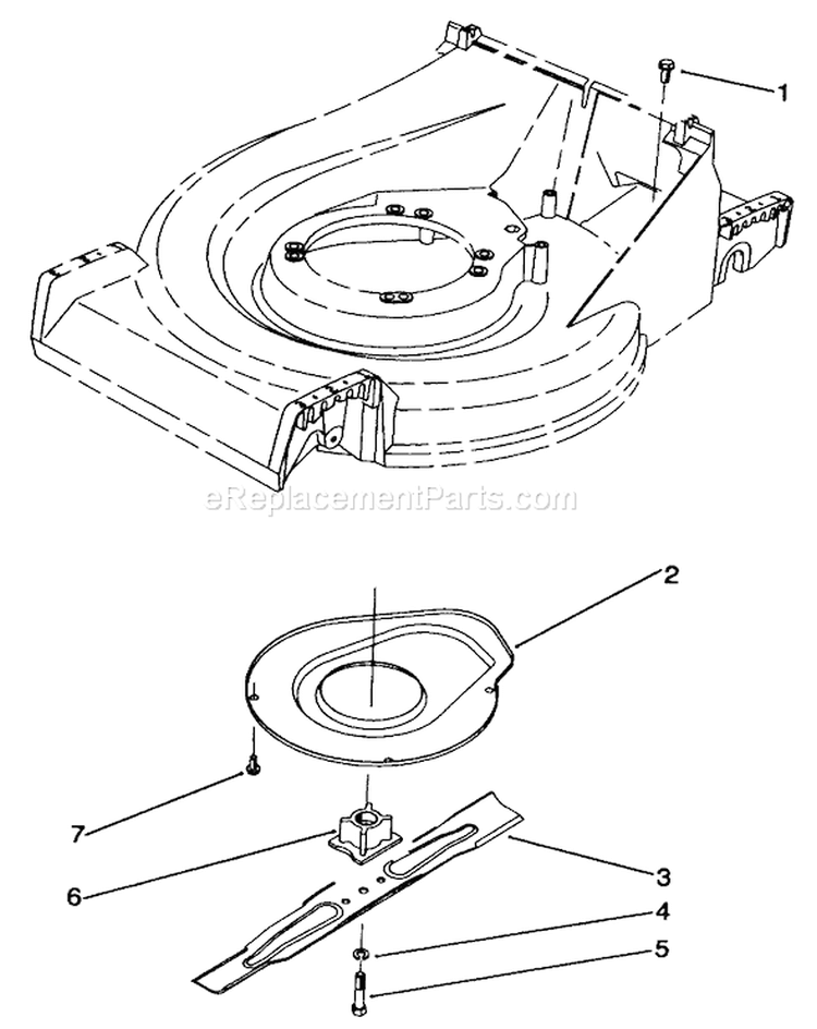 Blade & Shield Assembly Diagram and Parts List for 22581 1000001-1999999 - 1991 Toro Lawn Mower
