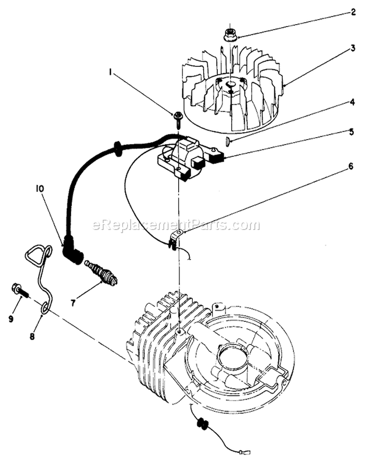 Ignition Diagram and Parts List for 22581 1000001-1999999 - 1991 Toro Lawn Mower