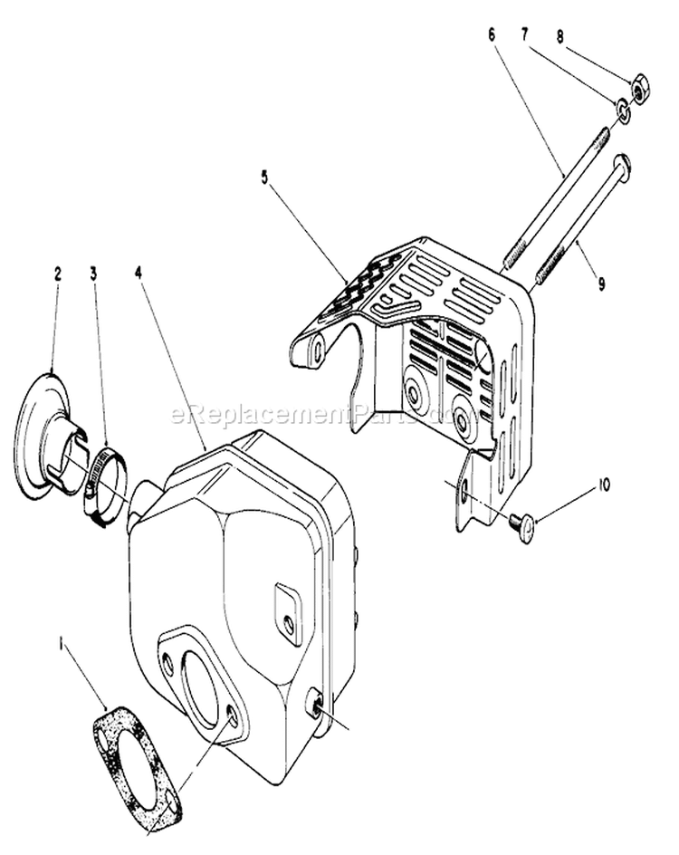 Muffler Diagram and Parts List for 22581 1000001-1999999 - 1991 Toro Lawn Mower