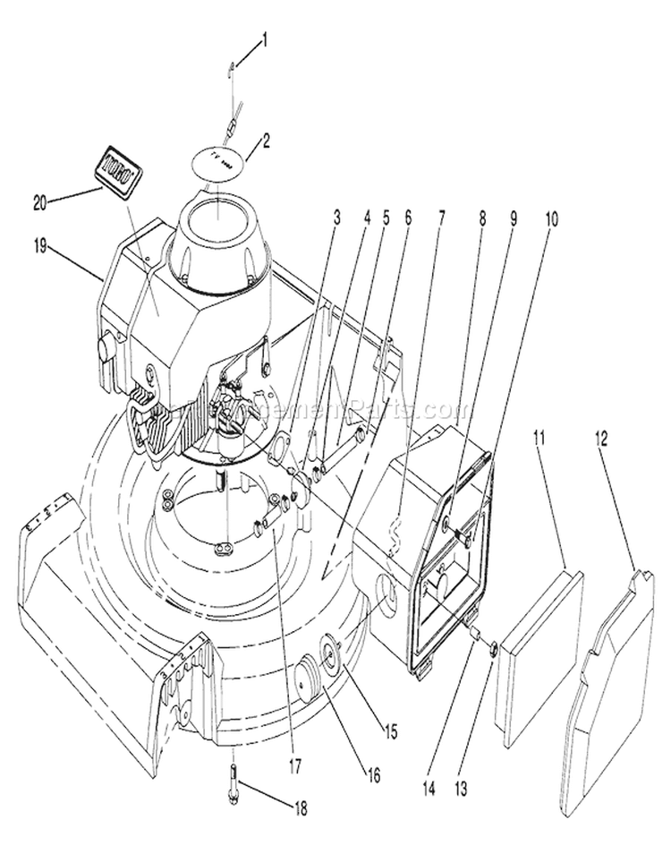 Engine Assembly Diagram and Parts List for 22581 1000001-1999999 - 1991 Toro Lawn Mower