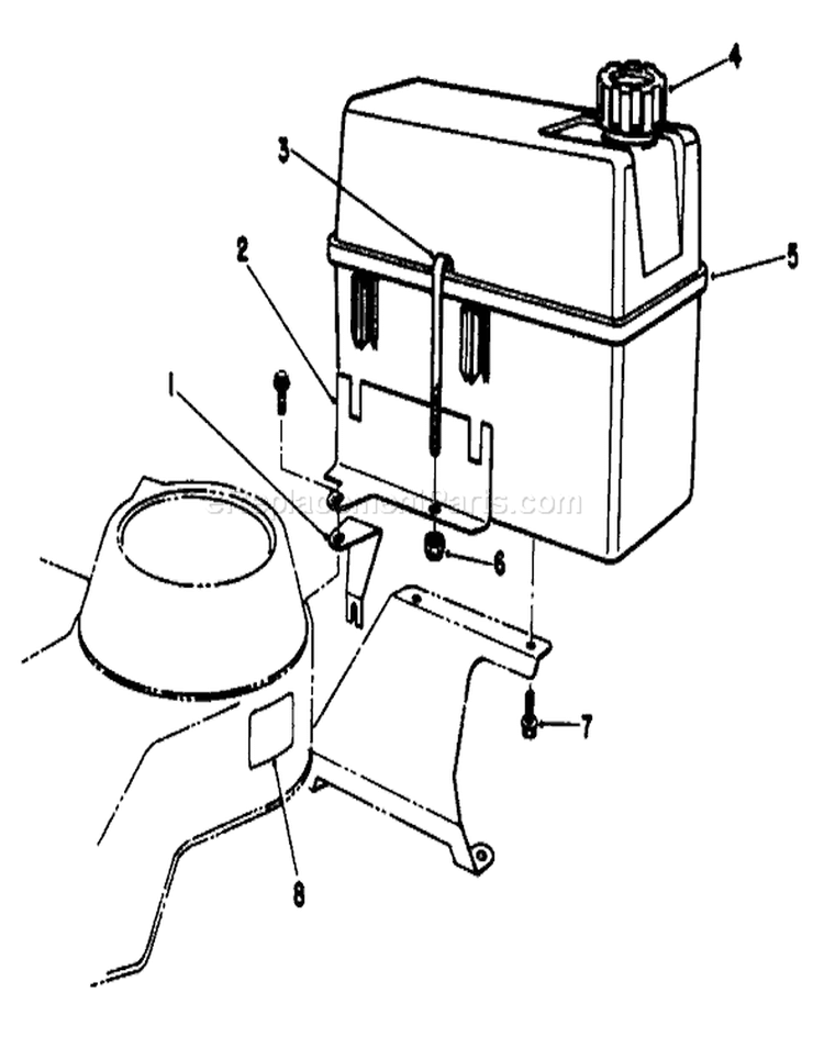 Fuel Tank Assembly Diagram and Parts List for 22581 1000001-1999999 - 1991 Toro Lawn Mower