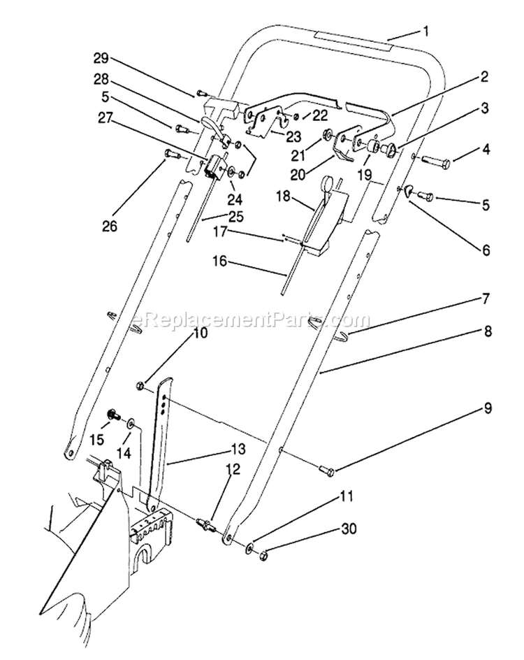 Handle Assembly Diagram and Parts List for 22581 1000001-1999999 - 1991 Toro Lawn Mower