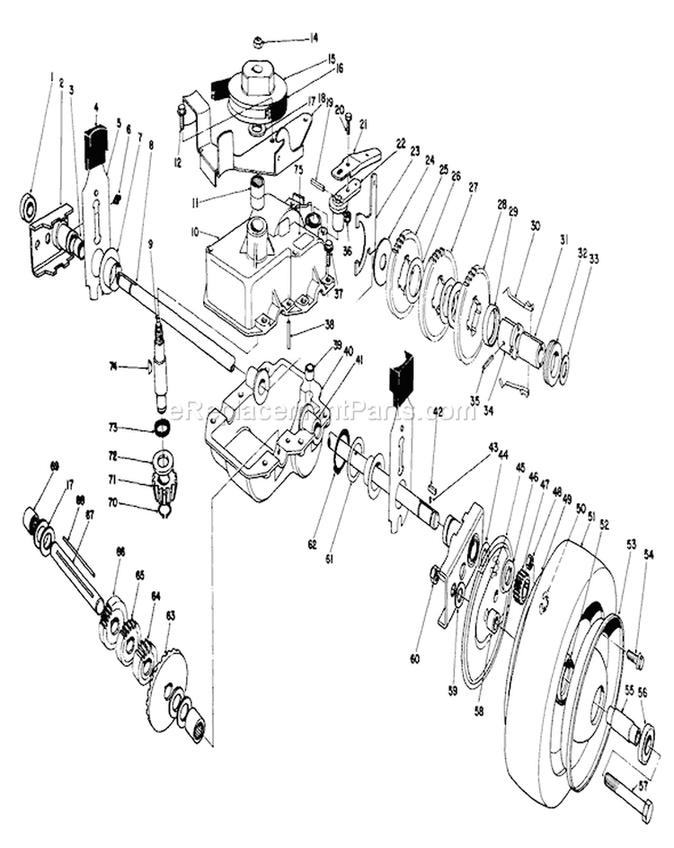 Gear Case Assembly Diagram and Parts List for 22621C 9000001-9999999 - 1989 Toro Lawn Mower