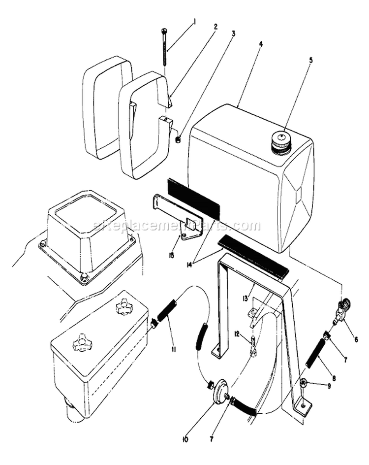 Gas Tank Assembly Diagram and Parts List for 22621C 9000001-9999999 - 1989 Toro Lawn Mower