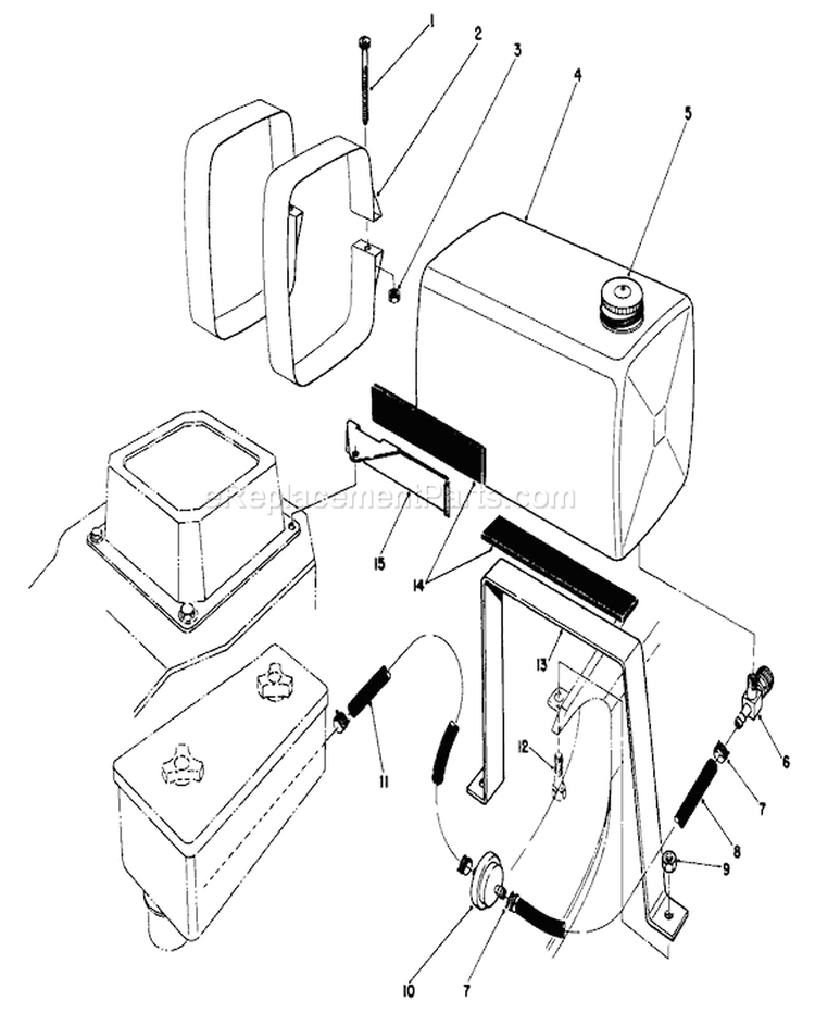 Gas Tank Assembly Diagram and Parts List for 22621 9000001-9999999 - 1989 Toro Lawn Mower