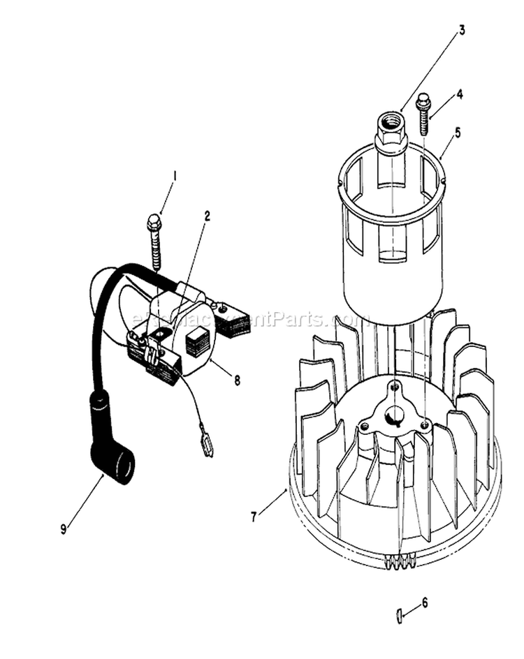 Magneto & Flywheel Diagram and Parts List for 22622 0000001-0999999 - 1990 Toro Lawn Mower