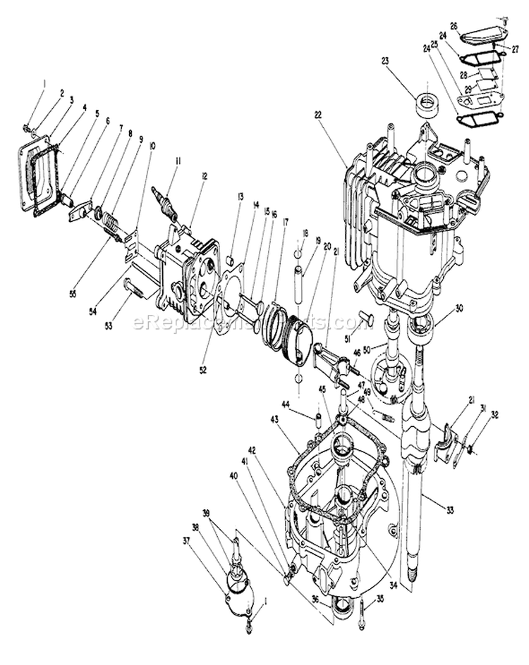 Crankcase Diagram and Parts List for 22622 0000001-0999999 - 1990 Toro Lawn Mower