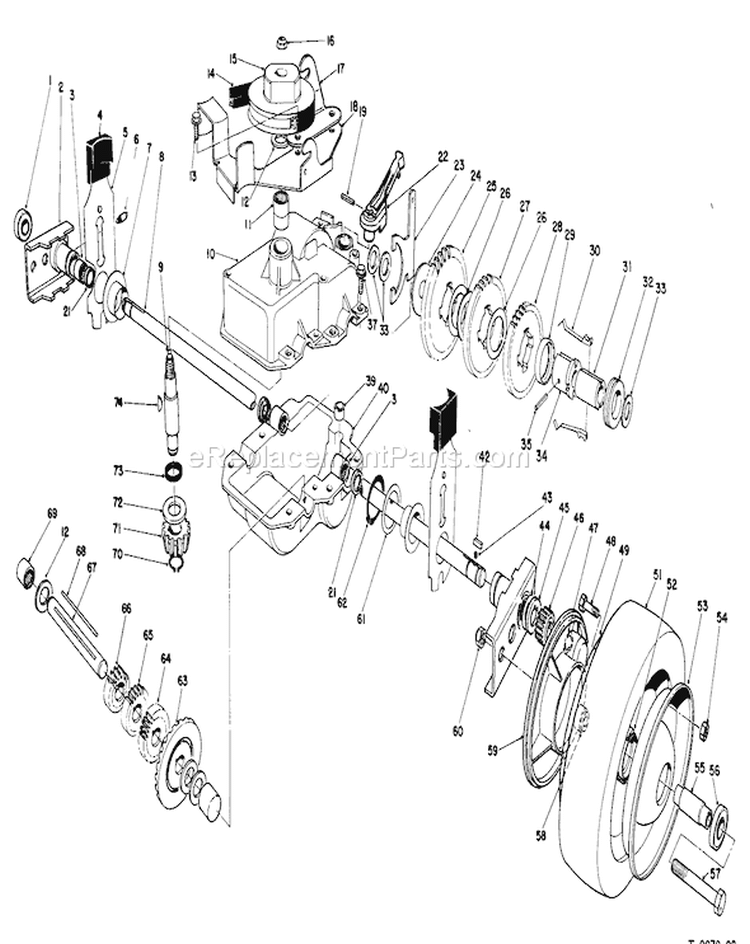 Gear Case Assembly Diagram and Parts List for 22622 0000001-0999999 - 1990 Toro Lawn Mower