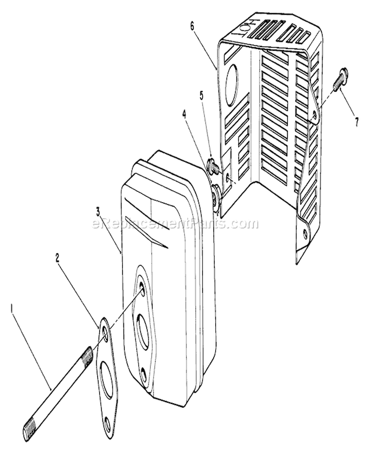 Muffler Diagram and Parts List for 22621 1000001-1999999 - 1991 Toro Lawn Mower