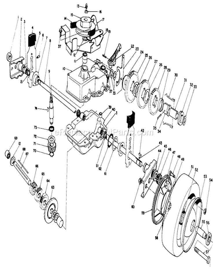Gear Case Assembly Diagram and Parts List for 22621 1000001-1999999 - 1991 Toro Lawn Mower