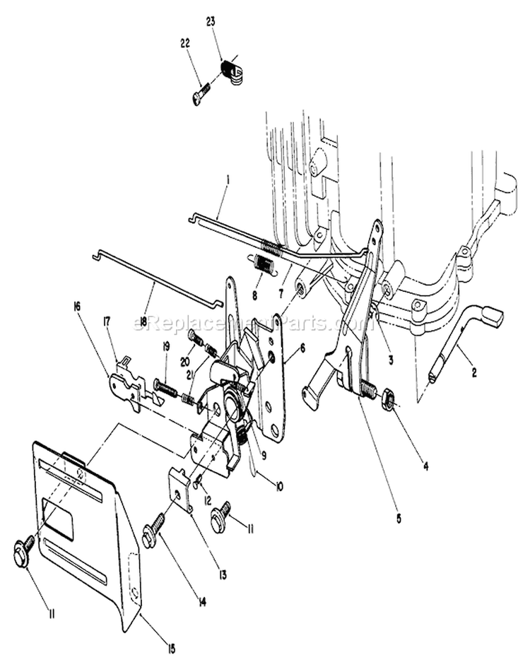 Governor Diagram and Parts List for 22621 1000001-1999999 - 1991 Toro Lawn Mower